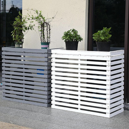 GENERIC Housse De Protection Pour Climatiseur D'extérieur En Bois Massif Avec Persiennes Et Support De Fleurs 105 X 45 X 95 Cm, Résistante Aux Intempéries Et Design Pour Jardin Et Terrasse
