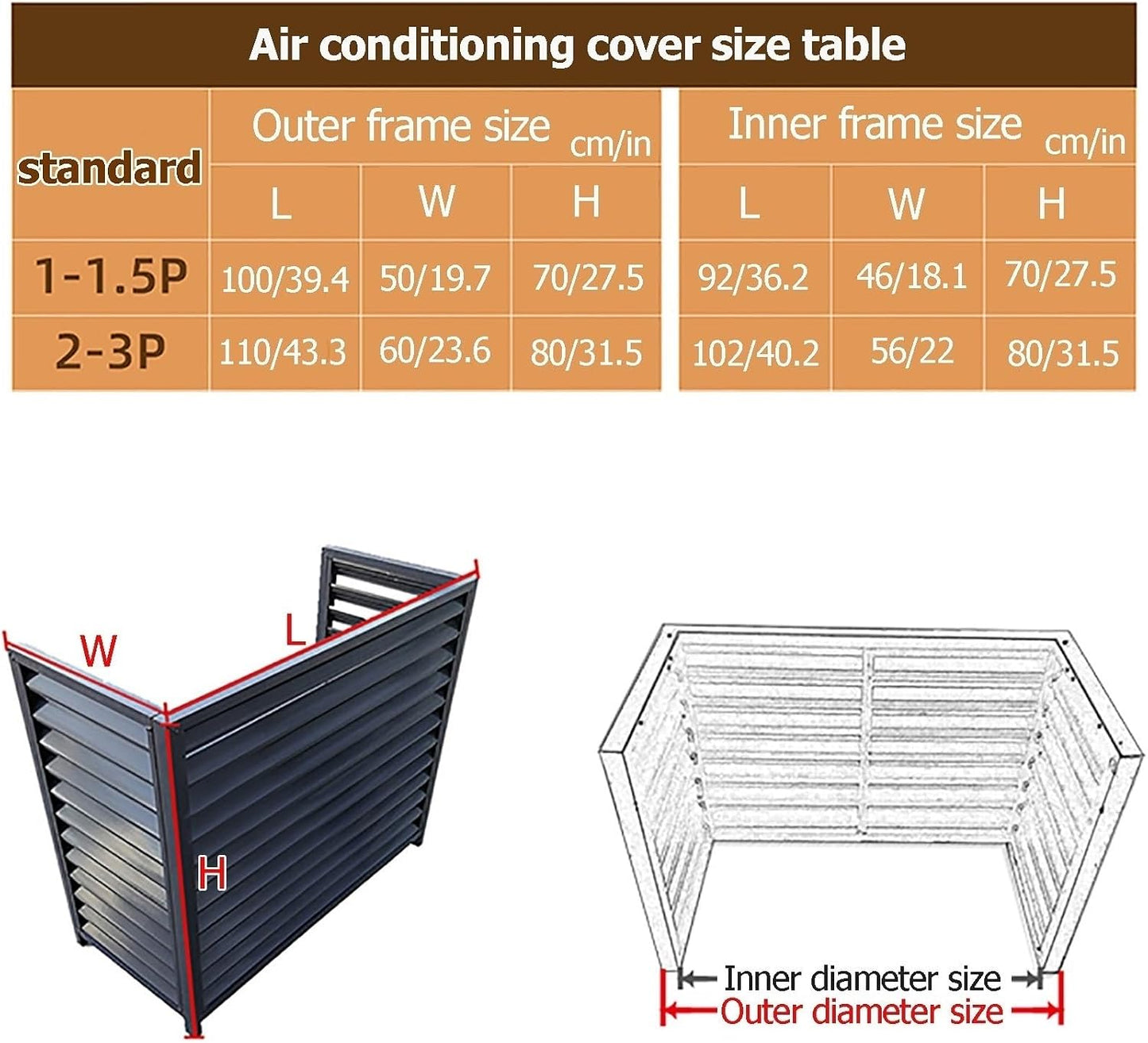 GENERIC Housse En Aluminium Pour Climatiseur Et Clôture De Confidentialité Décorative – Grilles De Protection Extérieures Pour CVC Et Pompes à Chaleur, Poubelle – Design Résistant Aux Intempéries