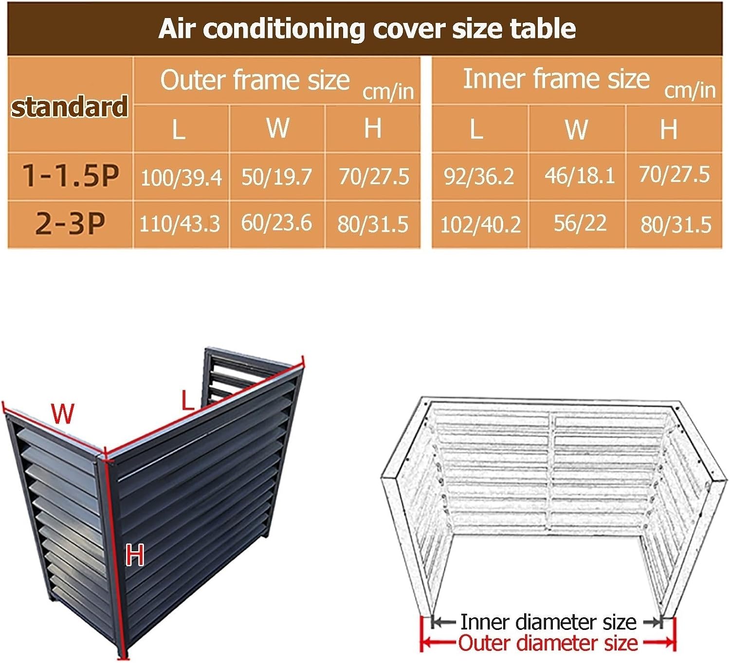 GENERIC Housse En Aluminium Pour Climatiseur Et Clôture De Confidentialité Décorative – Grilles De Protection Extérieures Pour CVC Et Pompes à Chaleur, Poubelle – Design Résistant Aux Intempéries