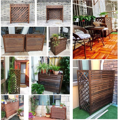 GENERIC Housse De Climatiseur En Bois Massif Et écran De Protection Pour Pompe à Chaleur – Support De Fleurs Décoratif Et Grille De Protection, Volet En Bois, Coque De Poubelle (100 X 43 X 94 Cm)