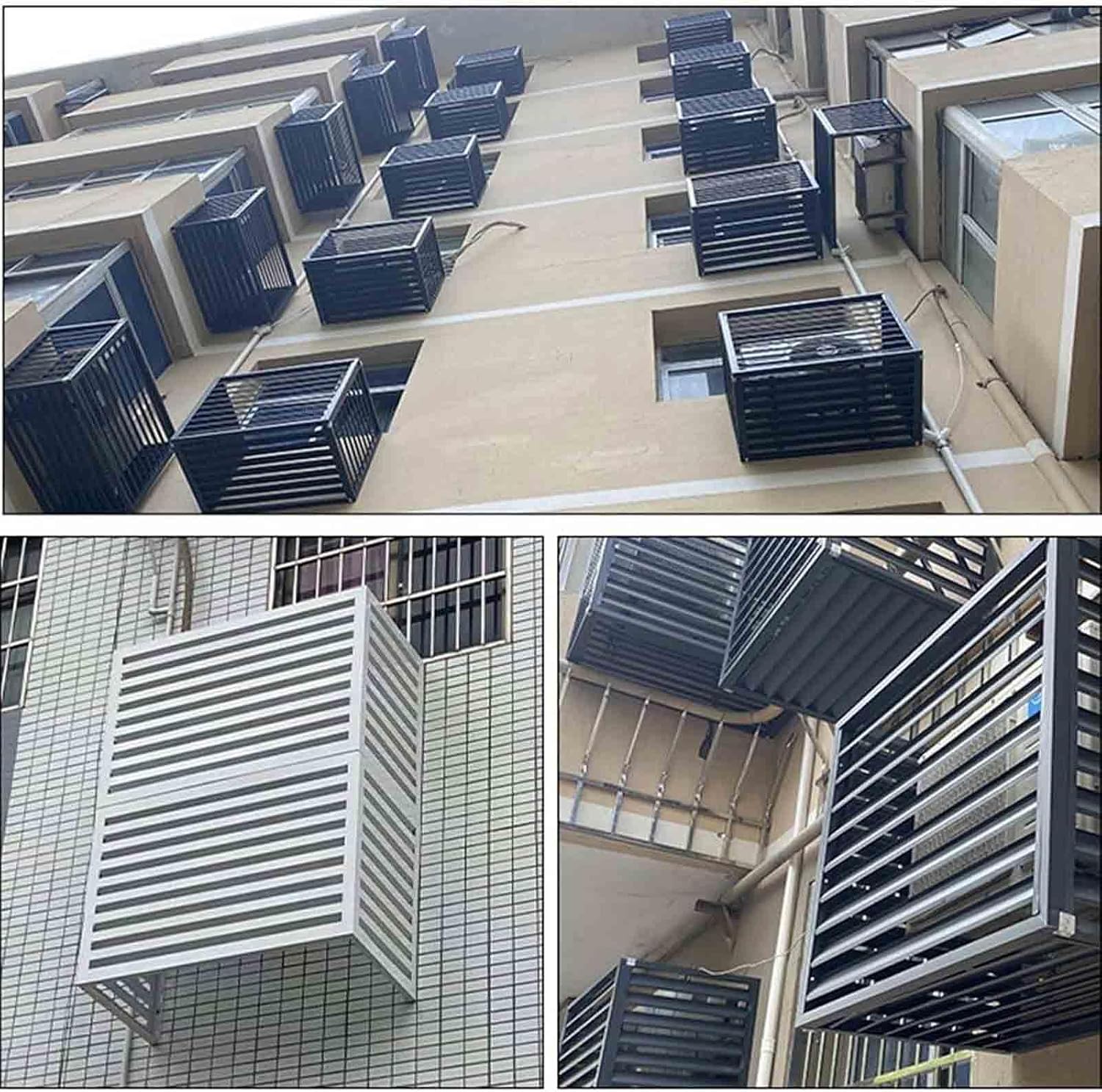 GENERIC Housse De Climatiseur D'extérieur Résistante Aux Intempéries – Protecteur De Pompe à Chaleur En Aluminium Décoratif Et Réduction Du Bruit Pour Toutes Les Saisons – Idéal Pour La Maison Et Le Jardin