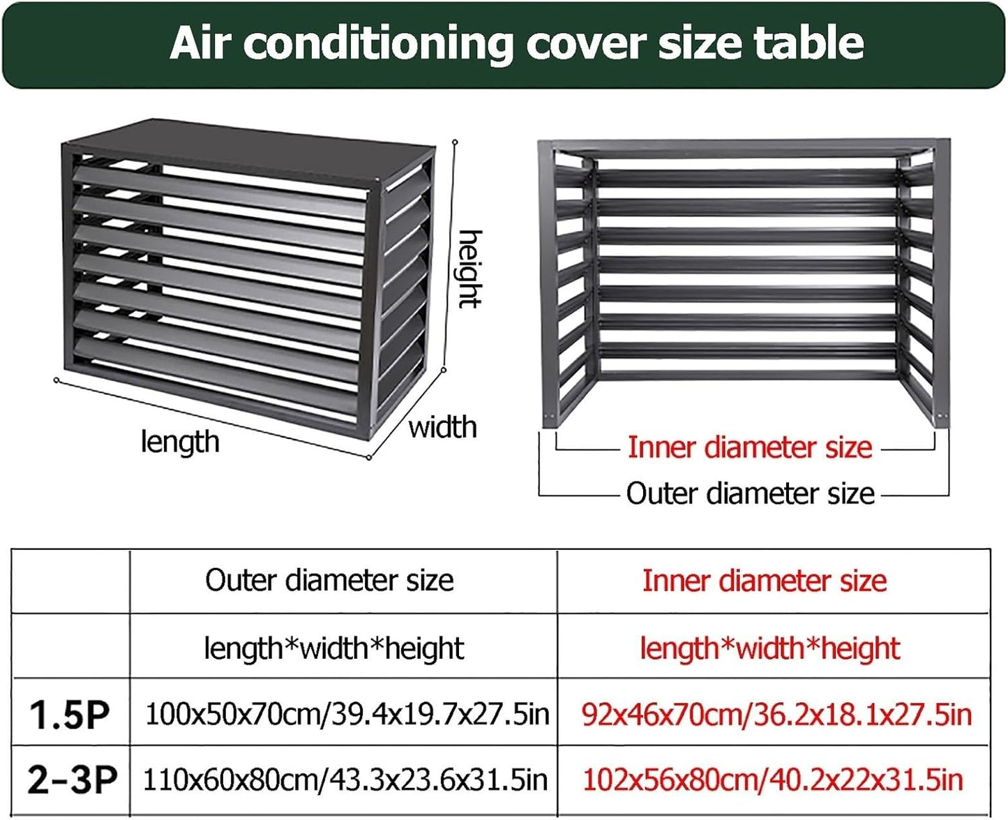 GENERIC Écran De Protection En Aluminium Pour Climatiseur Extérieur - Clôture élégante Pour Climatiseur - Protection Pour Pompe à Chaleur - Design Résistant Aux Intempéries