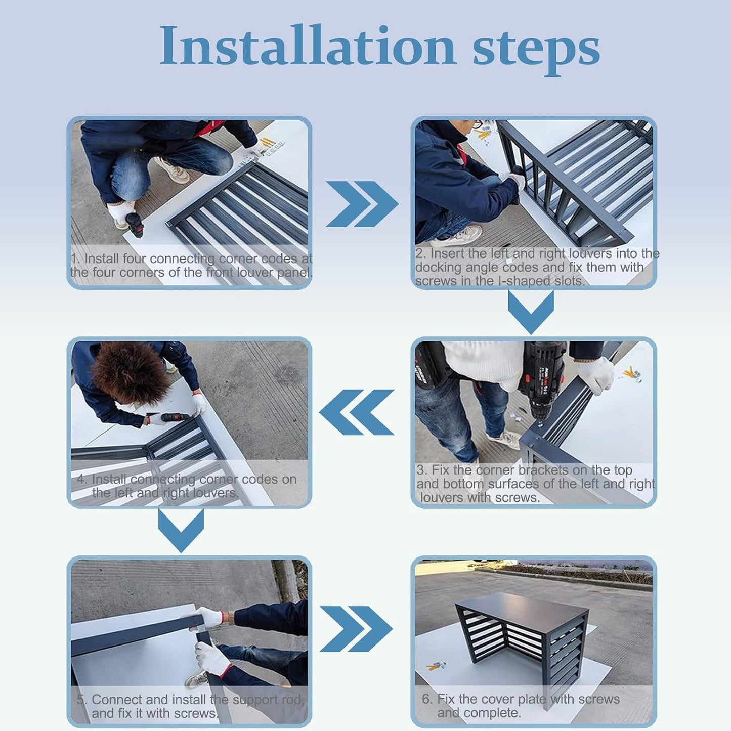  Housse De Protection Pour Climatiseur En Aluminium, écran De Confidentialité Extérieur, Séparateur D'espace à Persiennes Autoportant, Assemblage Facile, Protection De L'u