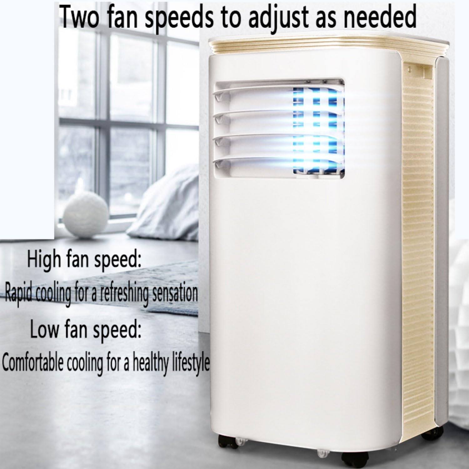 GENERIC Climatiseur Portable, Refroidissement Et Déshumidificateur économe En énergie, Fonctionnement Silencieux, Affichage Numérique, Kit De Fenêtre, Minuterie De 24 Heures, Oscillant à 120° Pour Chambre Et