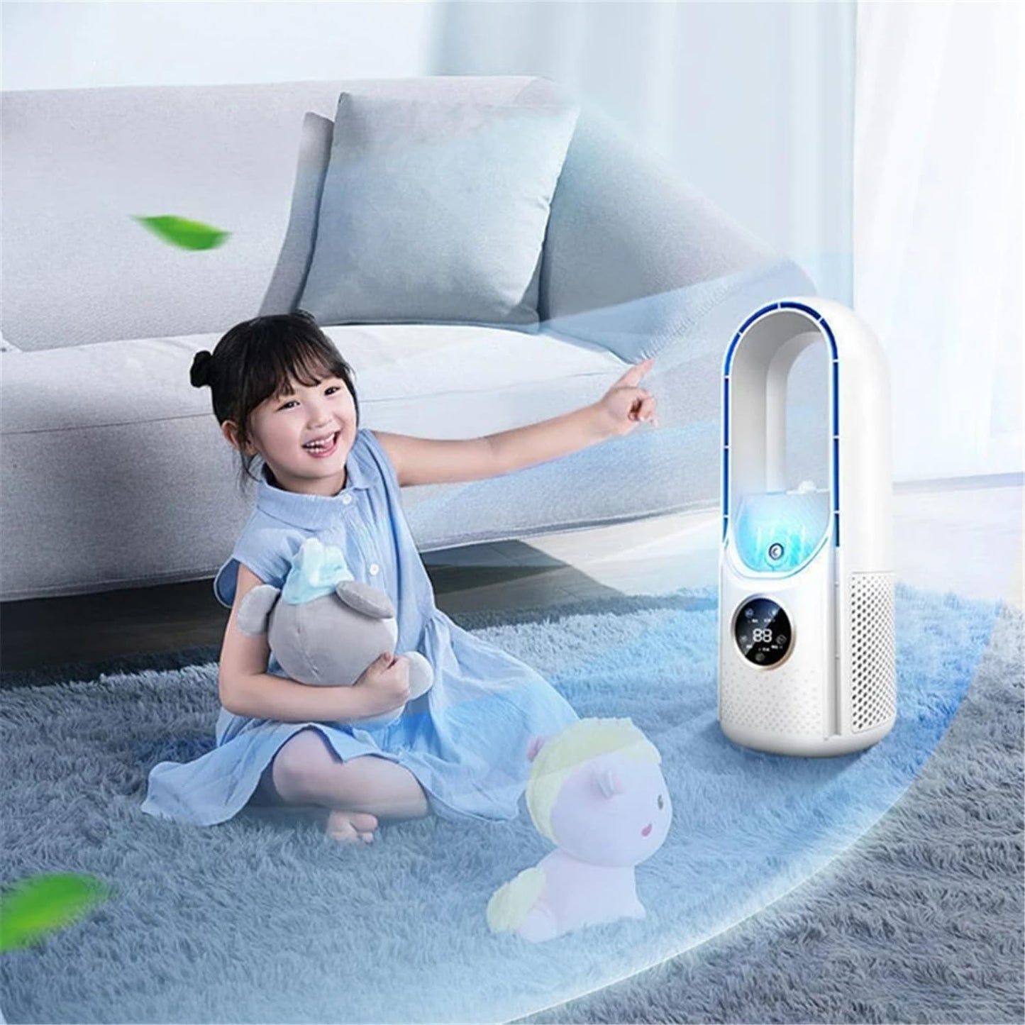 GENERIC Climatiseur Portable, Ventilateur De Refroidissement Alimenté Par USB – 6 Niveaux D'humidité Et Vitesses Pour La Maison/chambre/bureau, Blanc Et Bleu