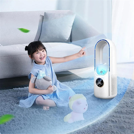 GENERIC Climatiseur Portable, Ventilateur De Refroidissement Alimenté Par USB – 6 Niveaux D'humidité Et Vitesses Pour La Maison/chambre/bureau, Blanc Et Bleu