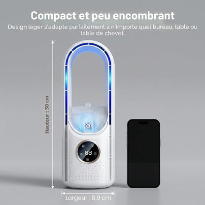GENERIC Climatiseur Portable, Ventilateur De Refroidissement Alimenté Par USB – 6 Niveaux D'humidité Et Vitesses Pour La Maison/chambre/bureau, Blanc Et Bleu