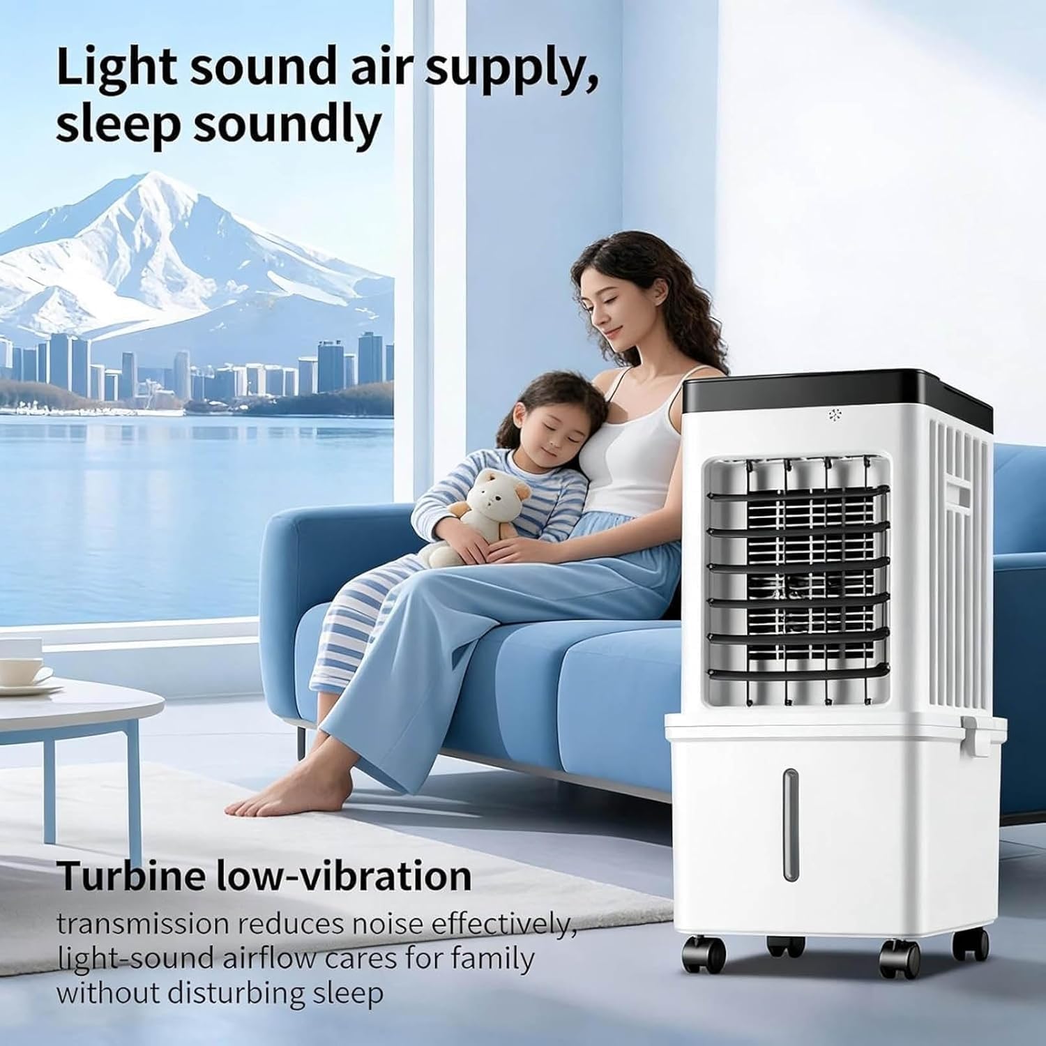 GENERIC Ventilateur De Climatiseur Portable, Ventilateur De Refroidisseur D'air évaporatif 10L Avec 3 Vitesses, Ventilateur à Faible énergie D'économie D'espace Avec Roues Pour Le Bureau à Domicile Et La Cham