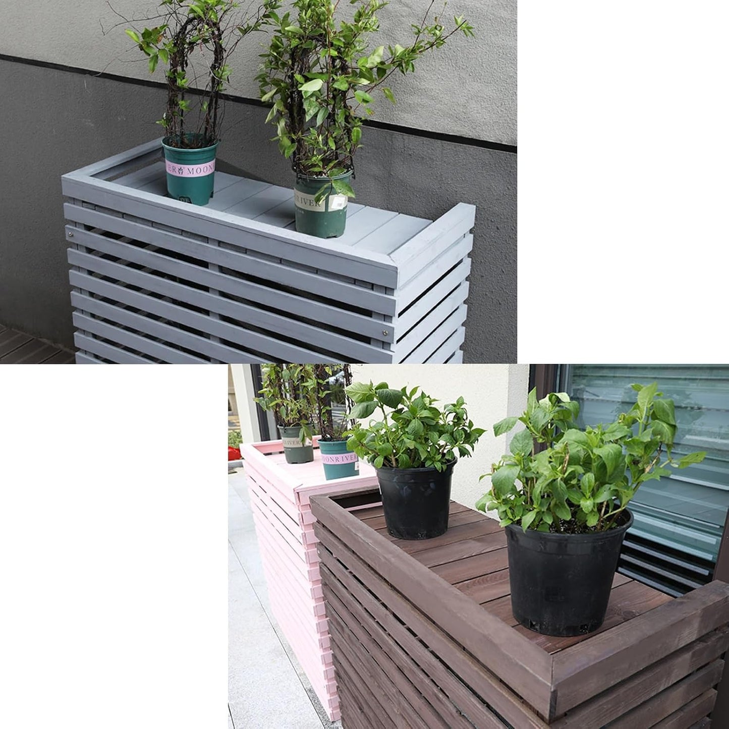  Housse Décorative Pour Climatiseur Pour Clôture Extérieure – Housse En Bois Pour Unité De Climatisation Et Support De Plantes Avec Protection Supérieure Résistante Aux Intempéries Et Design élégant