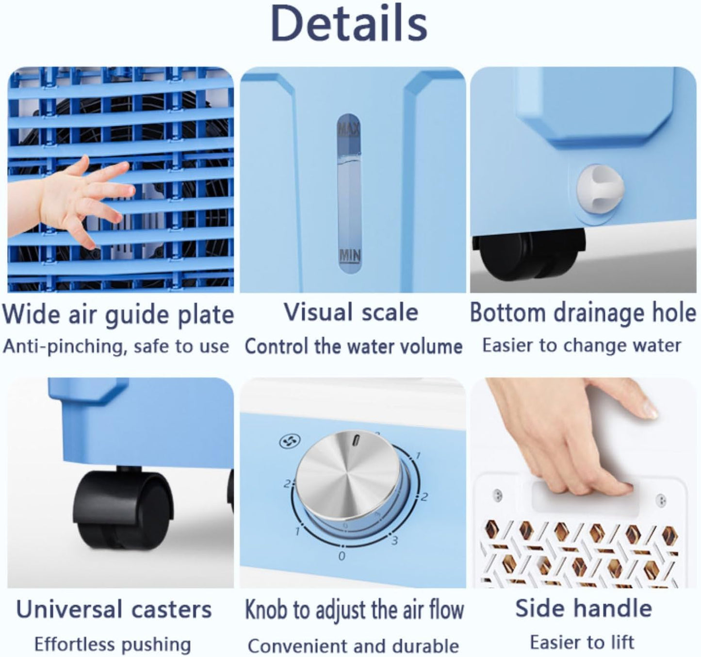 GENERIC Refroidisseur D'air Portable Avec 3 Vitesses, Grand Réservoir D'eau Et Batterie à Glace.120° Pivotant, Fonctionnement Calme 36dB.Idéal Pour La Chambre à Coucher, Le Bureau Ou La Terrasse.Mouvement Fac