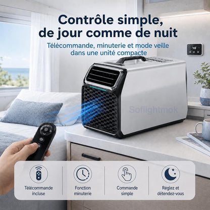  Climatiseur Portable 220v Avec Déshumidificateur Pour Été Silver-220V | Conçu Pour Les Escapades D’été, Les Chalets, Ateliers Et Petites Pièces Nécessitant Un Vrai Refroidissement.
