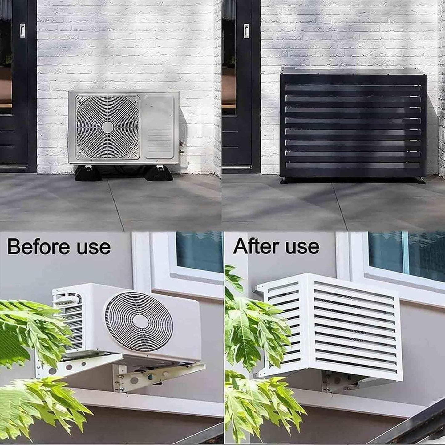 GENERIC Housse De Climatiseur D'extérieur Résistante Aux Intempéries – Protecteur De Pompe à Chaleur En Aluminium Décoratif Et Réduction Du Bruit Pour Toutes Les Saisons – Idéal Pour La Maison Et Le Jardin