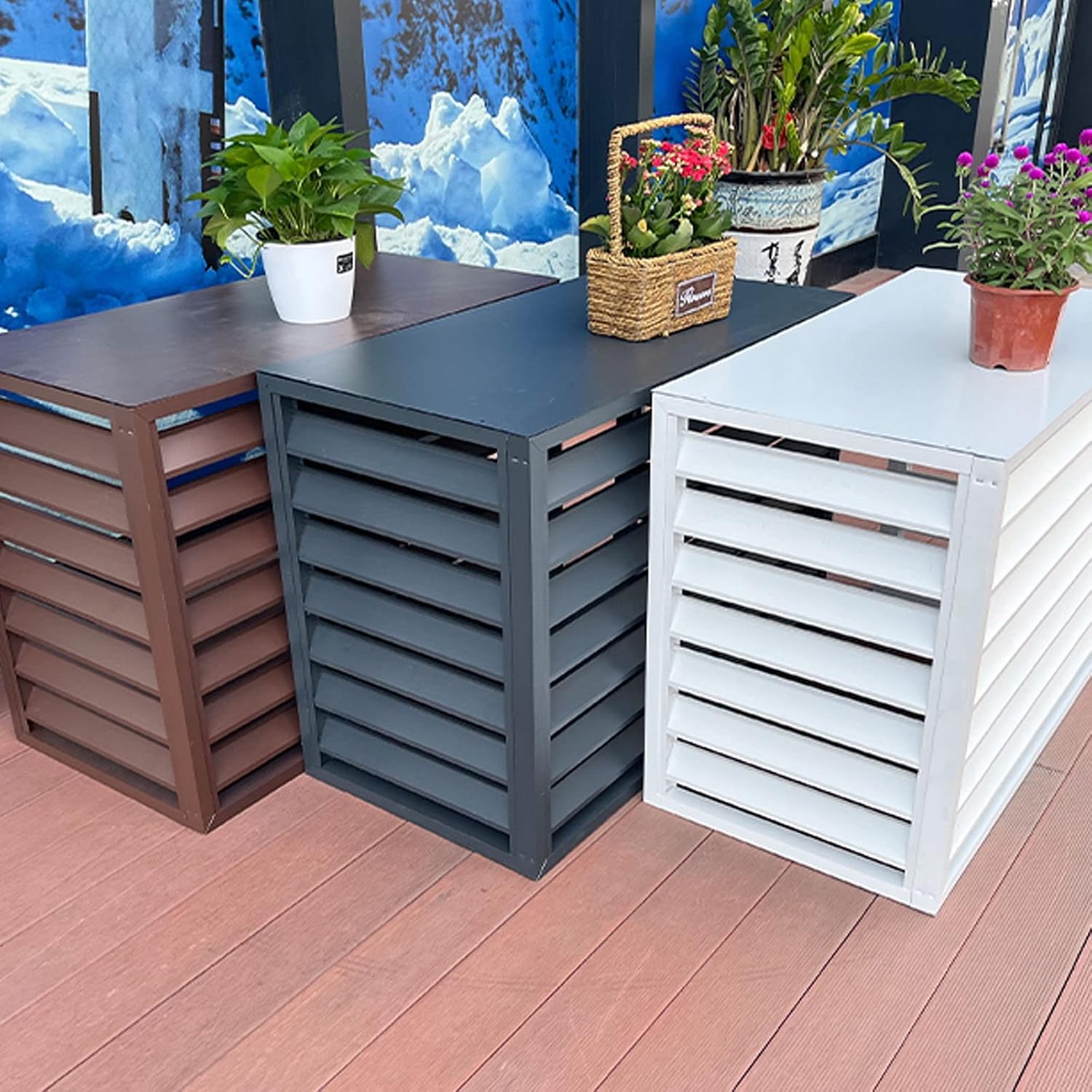 GENERIC Housse De Protection En Aluminium Pour Climatiseur – Clôture Décorative Résistante Aux Intempéries Pour Climatisation Et Pompe à Chaleur