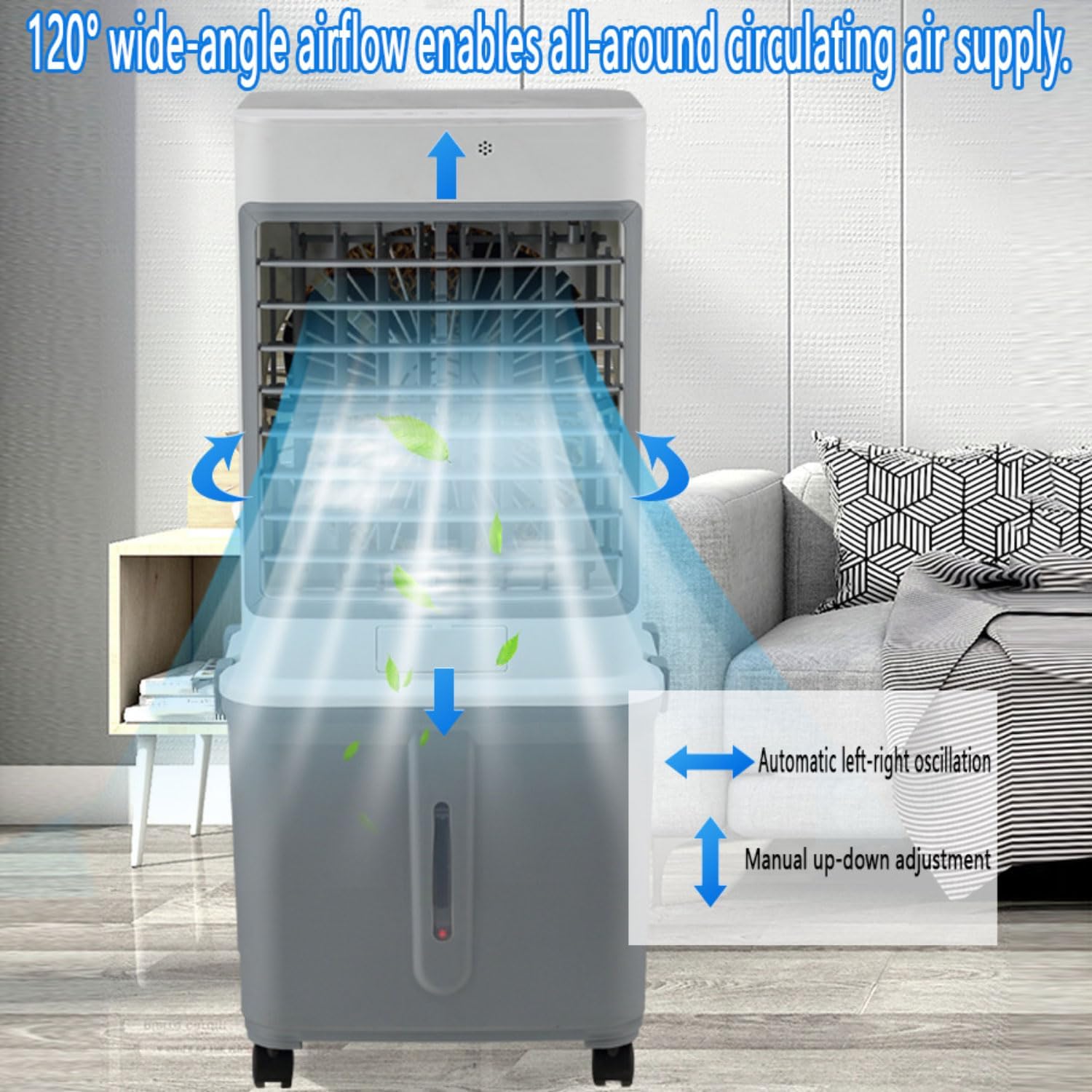 GENERIC Climatiseurs Portables Refroidisseur D'air évaporatif Refroidisseur D'air Portable Unité De Climatisation Pour Ventilateur De Refroidissement Sans Fenêtre De Chambre Qui Soufflent D'air Froid Avec 32L