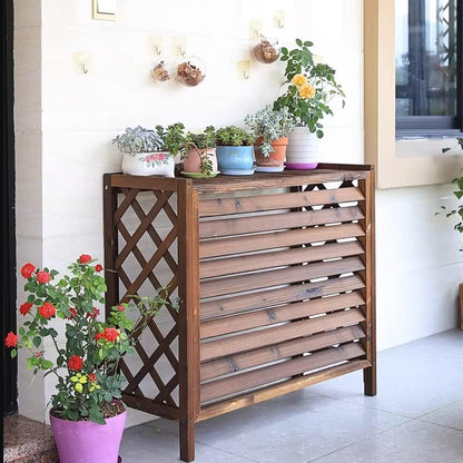  Couvercle En Bois Pour Climatiseur Extérieur - Support Pour Pot De Fleurs - Poubelle Autoportante - Pompe à Chaleur - Taille : 100 Cm - Résistant Aux Intempéries Et Design