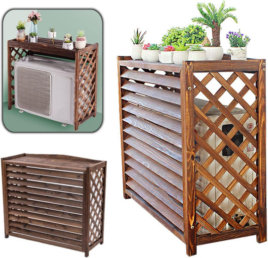  Housse En Bois Pour Climatiseur - Support De Fleurs à Persiennes Pour Cacher Les Unités De Climatisation
