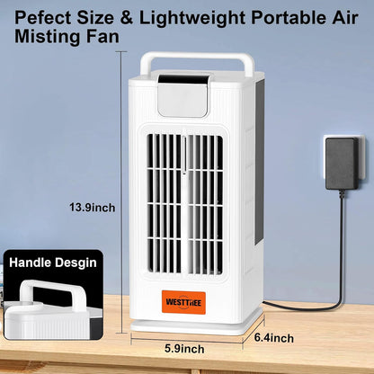  WESTTREE Petit Ventilateur Brumisateur De Climatiseur, Oscillant à 120°, 3 Niveaux D'humidification Et 4 Vitesses, 7 Veilleuses De Couleur RVB, Climatiseur Portable Pour Chambre à Coucher -F10 Blanc