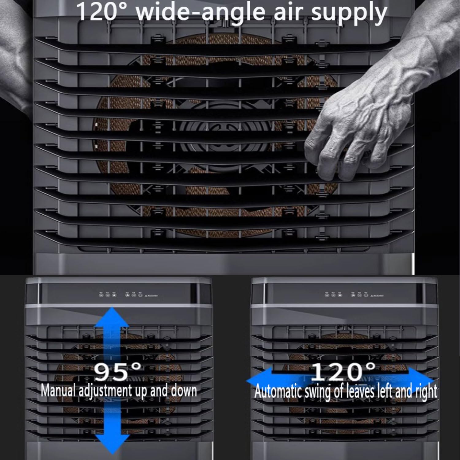 GENERIC Climatiseur Mobile Portable Refroidisseur Par évaporation Avec Grand Réservoir Télécommande 3 Vitesses Orientable 120° Minuterie 1-12h Silencieux Ventilateur Refroidisseur D'air Pour Maison