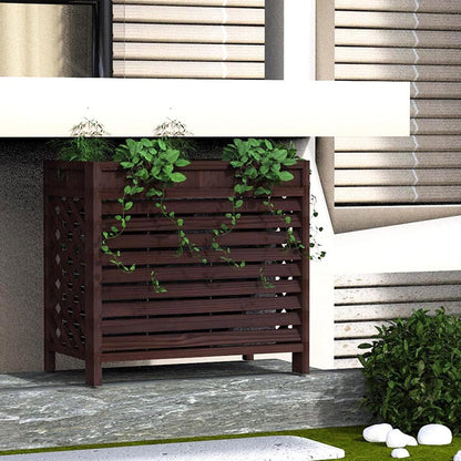 GENERIC Housse En Bois Pour Climatiseur Extérieur, Support à Persiennes En Bois Massif Et Support De Fleurs – Extérieur Du Climatiseur – Ion élégant Pour Unités De Climatisation – 111 Cm