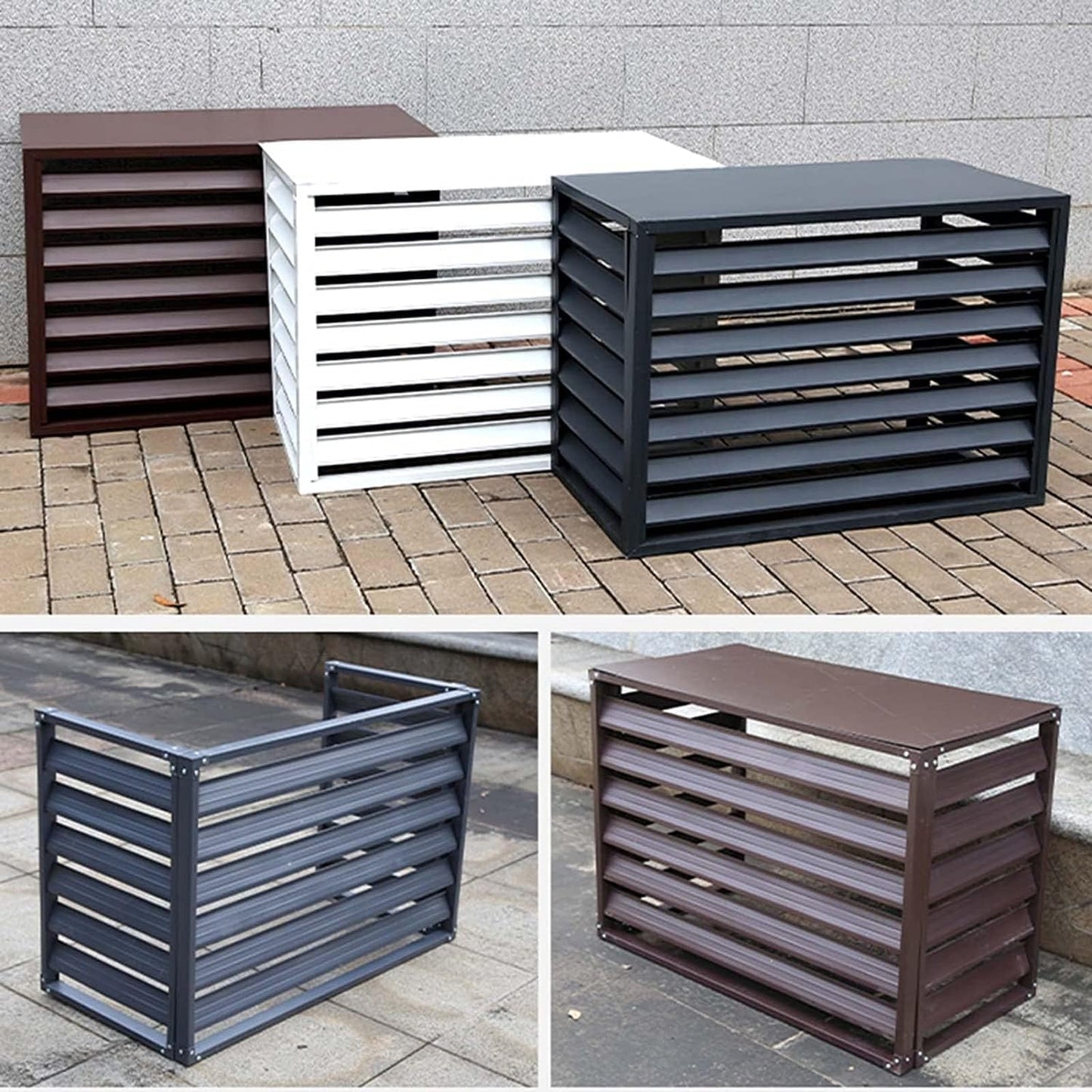  Couverture De Climatiseur De Fenêtre Extérieure, Couverture De Protection Résistante Aux Intempéries En Aluminium For Les Unités Extérieures, Écran De Confidentialité For Stores De Jardin (Color : Wh