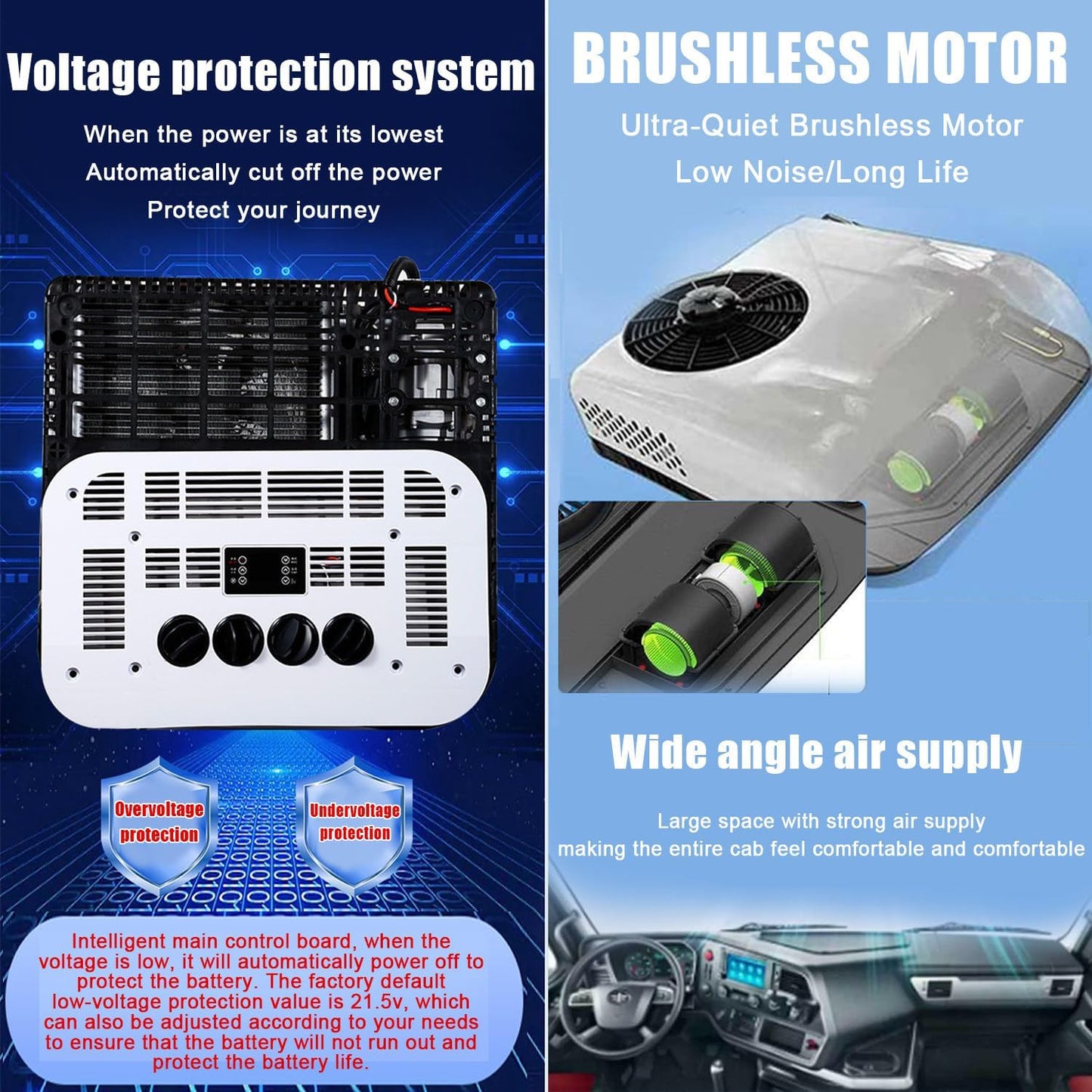  Climatiseur Portable 12V/24V Pour Camping-Car Et Caravane Système De Refroidissement Électrique Écoénergétique, Installation Facile,Faible Bruit Clim Mobile Pour Véhicules Récréatifs 24V