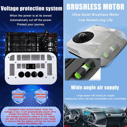  Climatiseur Portable 12V/24V Pour Camping-Car Et Caravane Système De Refroidissement Électrique Écoénergétique, Installation Facile,Faible Bruit Clim Mobile Pour Véhicules Récréatifs 24V