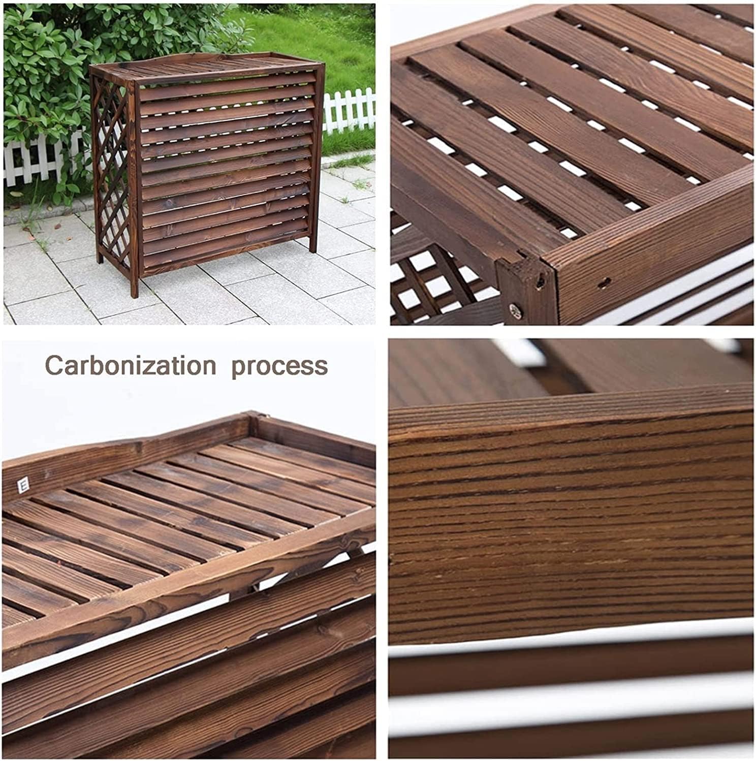  Cadre Extérieur De Climatiseur En Bois Massif, Jardinière En Bois, Capot De Protection Pour Climatiseur, Volets Centraux Résistants Aux Intempéries, Treillis De Patio