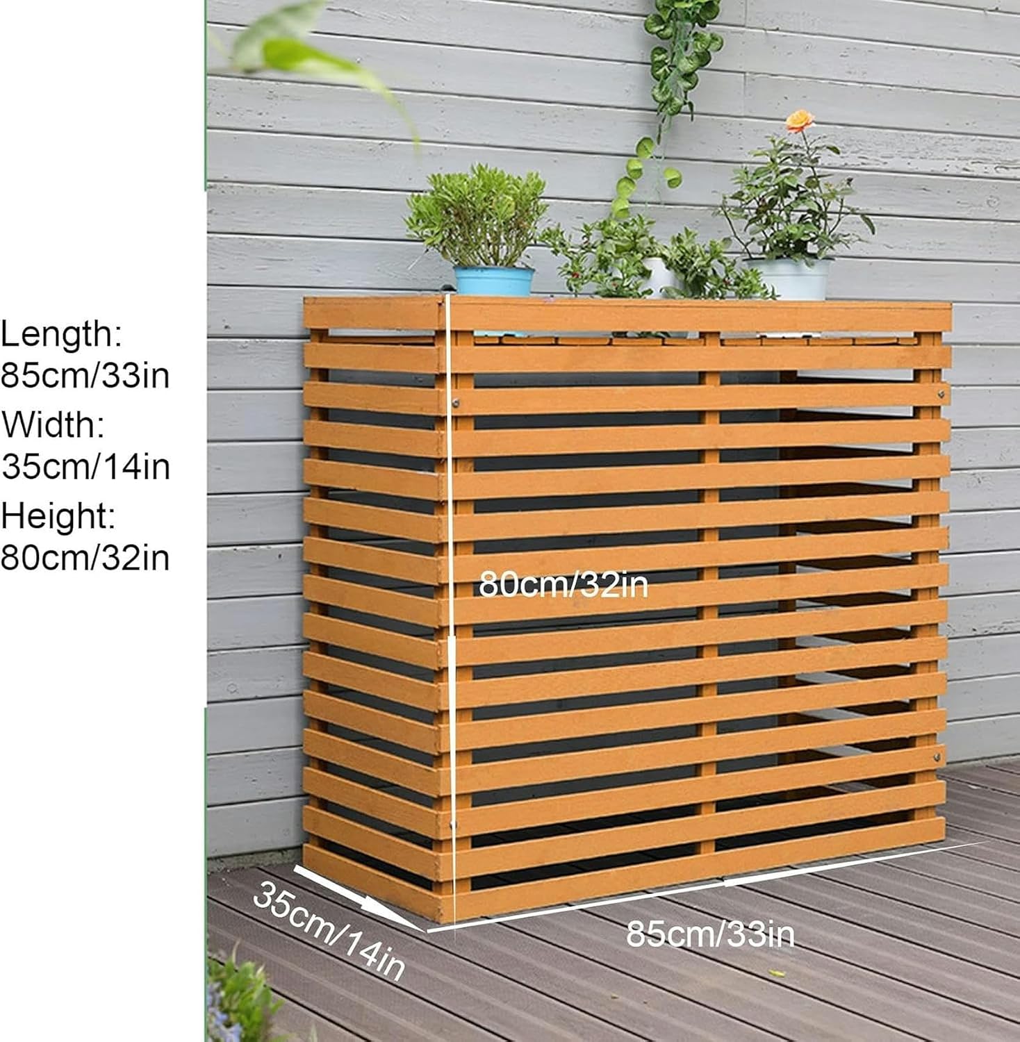  Housse De Protection Pour Climatiseur D'extérieur – Résistante Aux Intempéries – Pour Unités De Climatisation, Style Clôture En Bois Pour Dissimuler La Climatisation, Idéale Pour Une Utilisation En