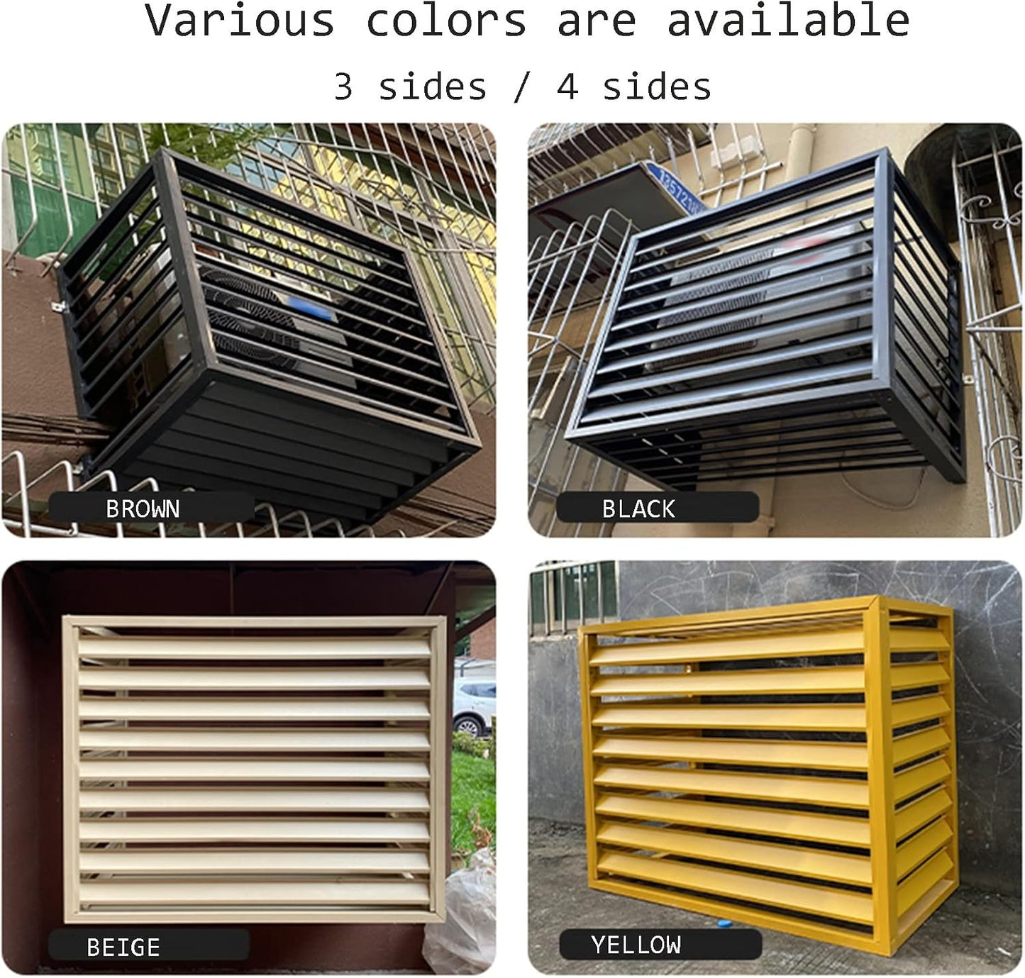 GENERIC Couvercle De Climatiseur Extérieur – Écran De Clôture En Alliage D'aluminium Et Volets De Support De Plantes En Métal Design Anti-corrosion Pour Unité Extérieure Noir Taille 1.5P : L1