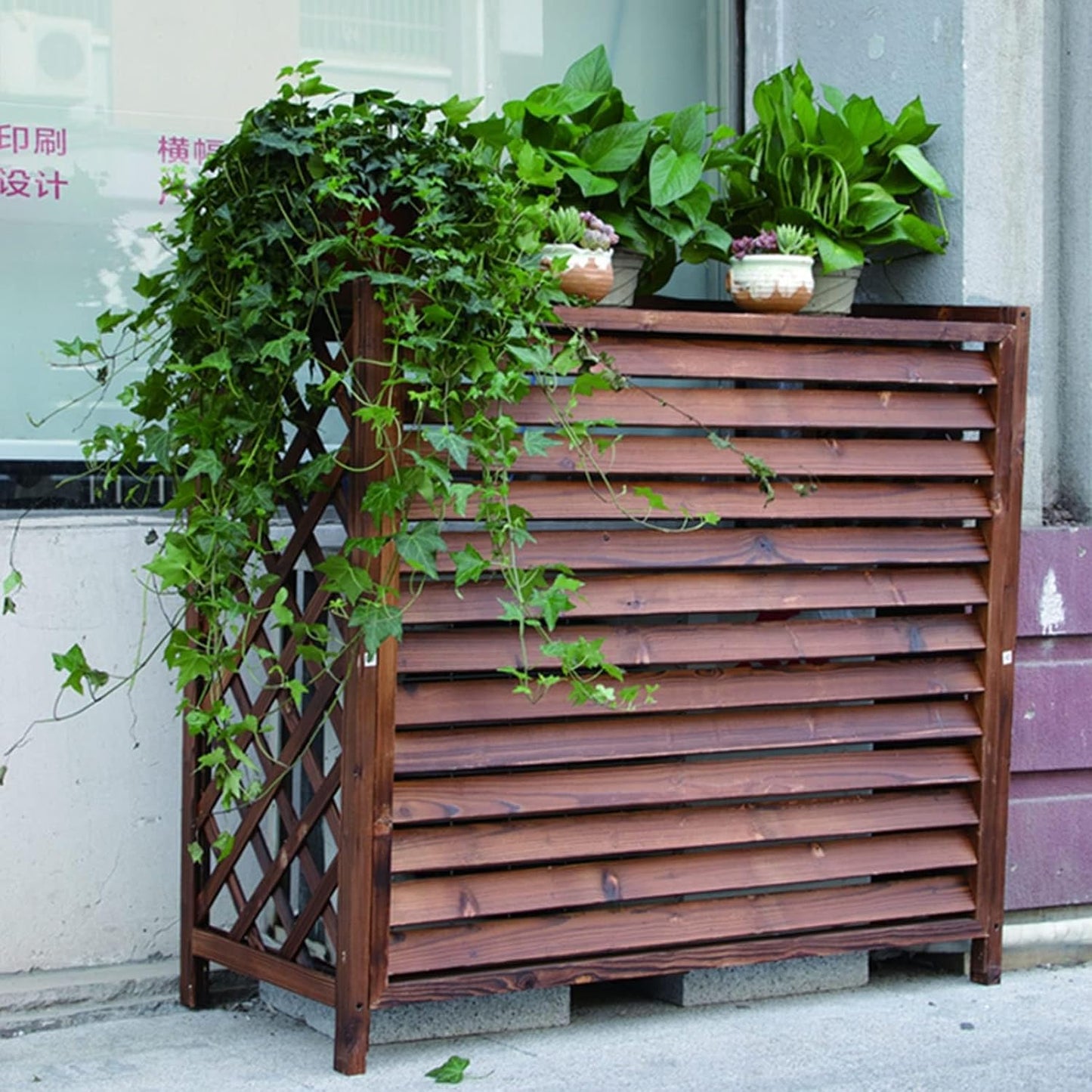 GENERIC Housse De Protection En Bois Massif Pour Climatiseur – Grille De Protection Pour Extérieur
