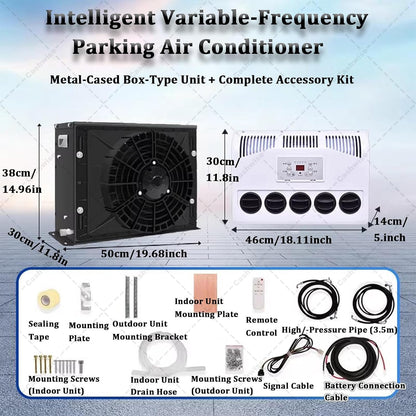 GENERIC Kit De Climatiseur Pour Camping-car, Système De Stationnement Divisé Avec Volume D'air De 450 M³/h, Refroidissement Rapide Et Silencieux Pour Camping-car, Bus, Caravane, Camions Lourds