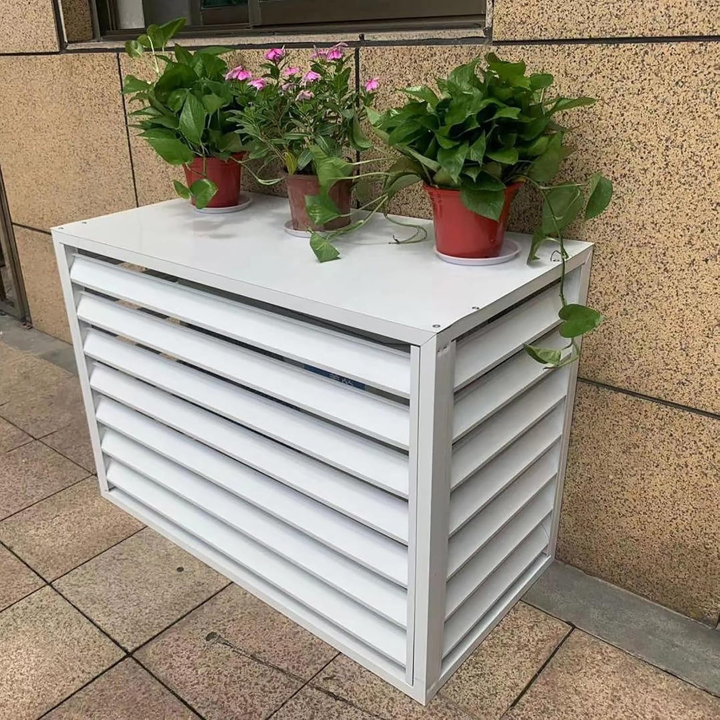 GENERIC Housse De Protection En Aluminium Pour Climatiseur Extérieur Et Support De Fleurs, Grille De Protection Pour Unités De Climatisation Et Pompes à Chaleur, Boîtier Autoportant Pour Poubelle Ou Unité De