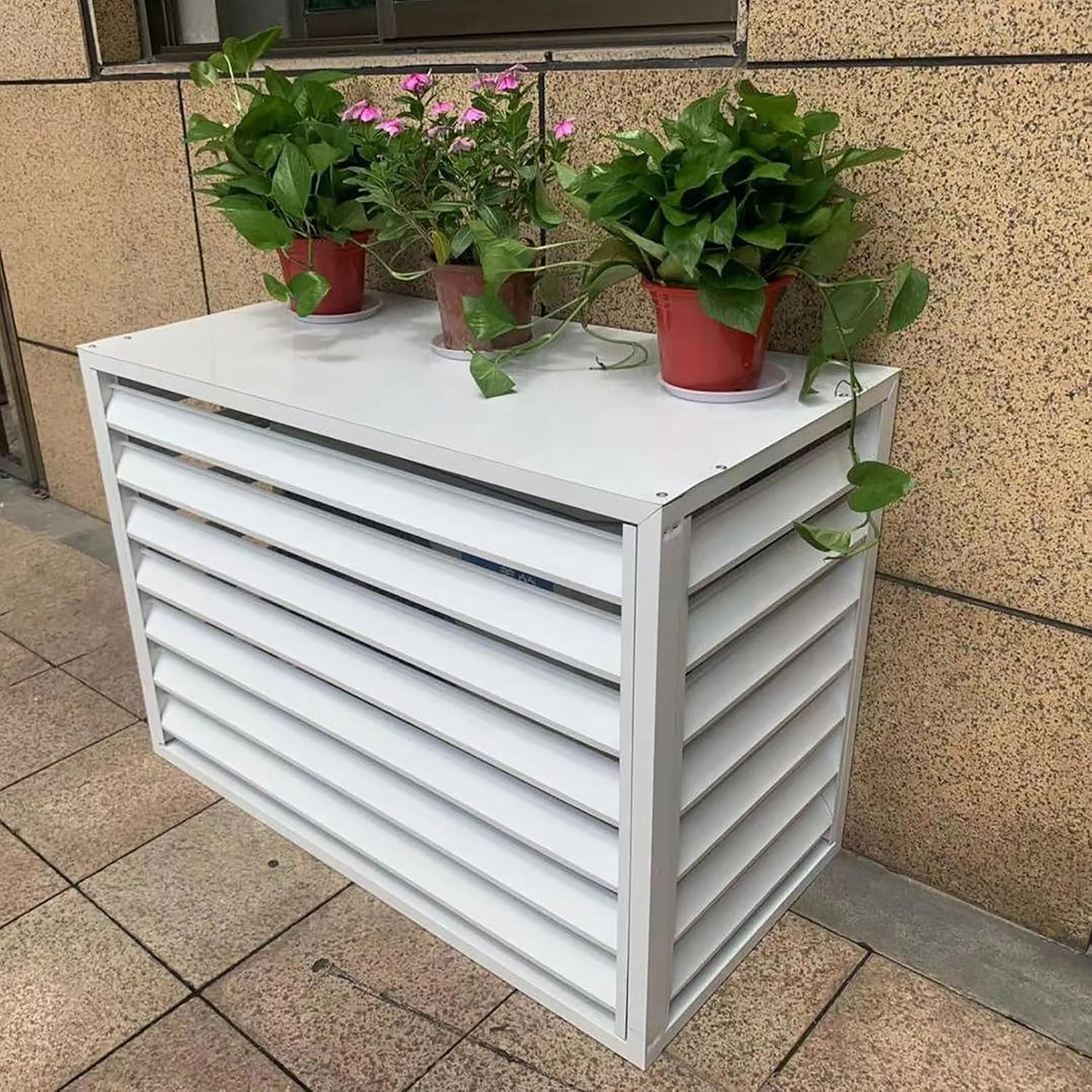 GENERIC Housse De Protection En Aluminium Pour Climatiseur Extérieur Et Support De Fleurs, Grille De Protection Pour Unités De Climatisation Et Pompes à Chaleur, Boîtier Autoportant Pour Poubelle Ou Unité De