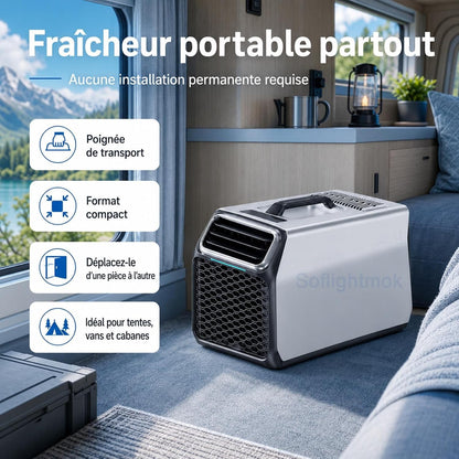  Climatiseur Portable 220v Avec Déshumidificateur Pour Été Silver-220V | Conçu Pour Les Escapades D’été, Les Chalets, Ateliers Et Petites Pièces Nécessitant Un Vrai Refroidissement.