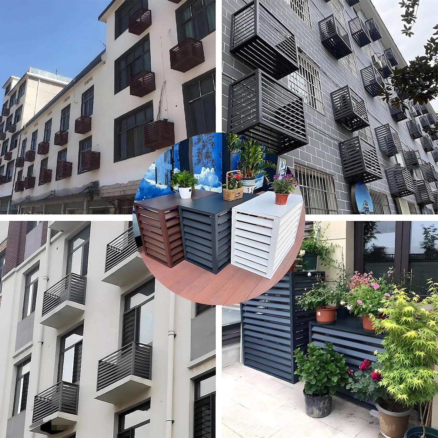 GENERIC Housse De Climatiseur D'extérieur En Aluminium – Clôture Autoportante à Persiennes Antirouille Résistante Aux Intempéries Design élégant Installation Et Entretien Faciles Pour Unités AC