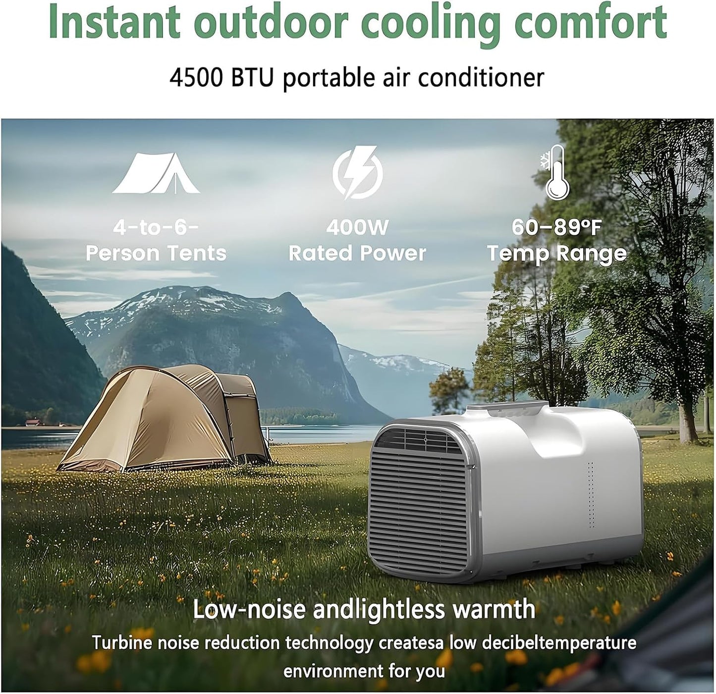  Climatiseur De Voyage Portable à 3 Vitesses, 5200 BTU, Refroidissement Rapide, Climatiseur D'extérieur écoénergétique Pour Camping-Cars, Caravanes Et Caravanes