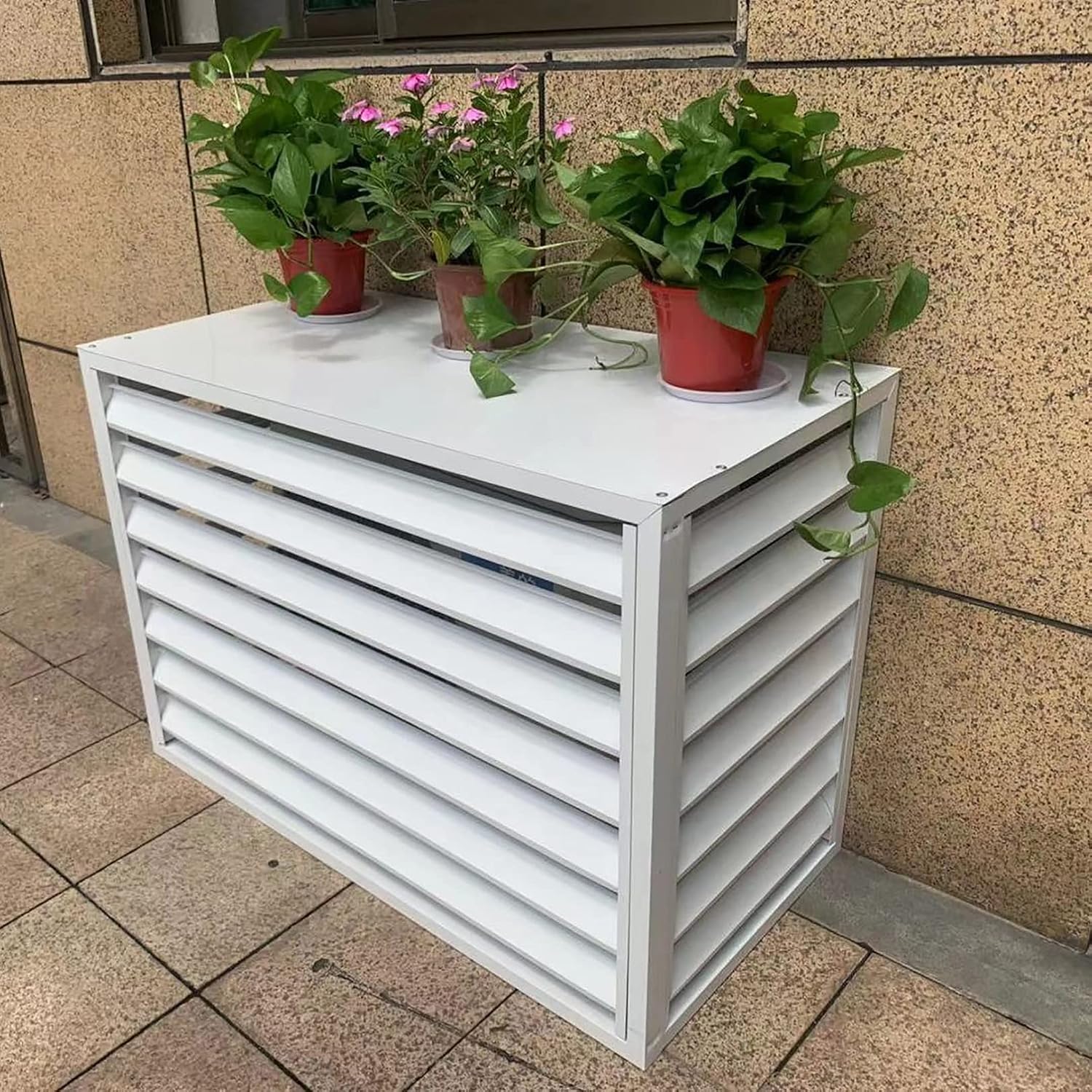  Housse De Protection Pour Climatiseur Extérieur – Résistant Aux Intempéries Et Antivol – Clôture D'intimité Décorative Pour Protection Des Unités Extérieures Et Design élégant