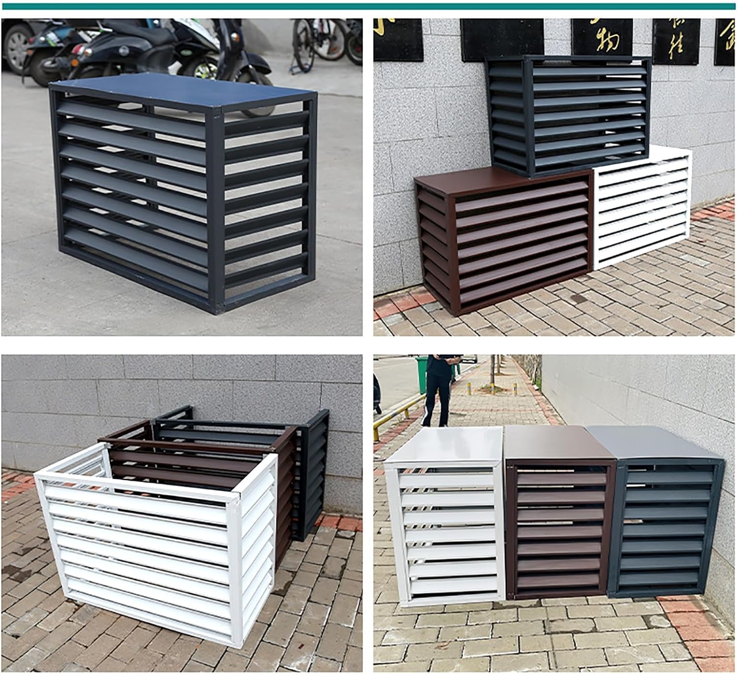 GENERIC Housse De Protection Pour Climatiseur D'extérieur - Grille Décorative En Alliage D'aluminium Pour Condensateur Et Pompe à Chaleur - Protection Contre Les Intempéries - Design Durable Et élégant