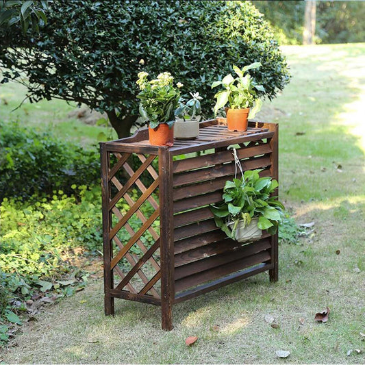  Housse De Climatiseur D'extérieur En Bois Et étagère à Persiennes Pour Unités De Climatisation Et Ordures - Protection Résistante Aux Intempéries - Petite Taille : 85 X 35 X 75 Cm (L X L X H)