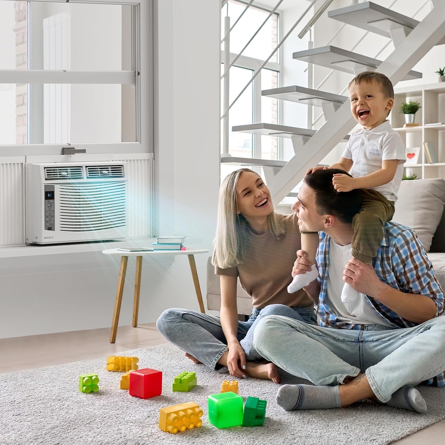  ROVSUN Climatiseur Pour Fenêtre, 6000 BTU, Télécommande Et Minuteur, Idéal Pour Les Pièces Jusqu'à 250 M², 110 V/60 Hz, Blanc