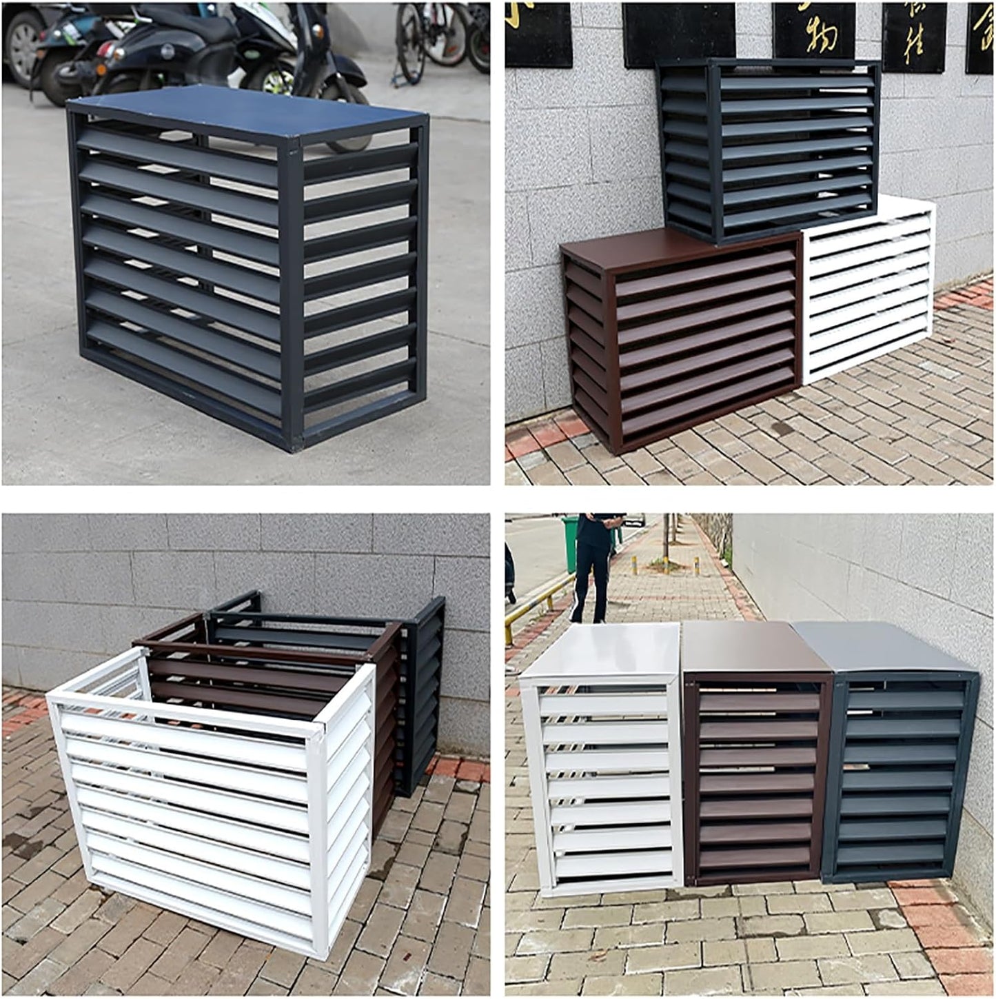 GENERIC Écran De Protection En Aluminium Pour Climatiseur Extérieur - Clôture élégante Pour Climatiseur - Protection Pour Pompe à Chaleur - Design Résistant Aux Intempéries