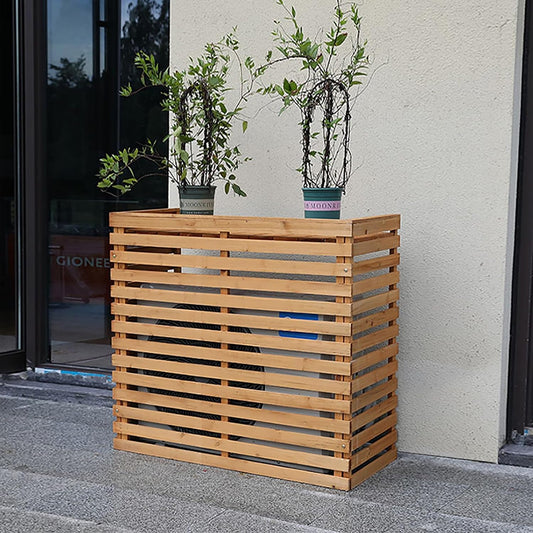  Housse Décorative Pour Climatiseur Pour Une Utilisation En Extérieur – Élégante Housse En Bois Pour Unité De Climatisation Et Support De Plante Avec Protection Supérieure – Accessoire De Clôture