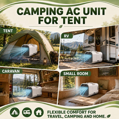  Climatiseur De Camping 4 En 1, Climatiseur Portable, Climatiseur Mobile, Rafraîchisseur D'air Professionnel Pour Cabine, Bureau – Auto-Évaporation, Mode Nuit, 4 Modes 1300W