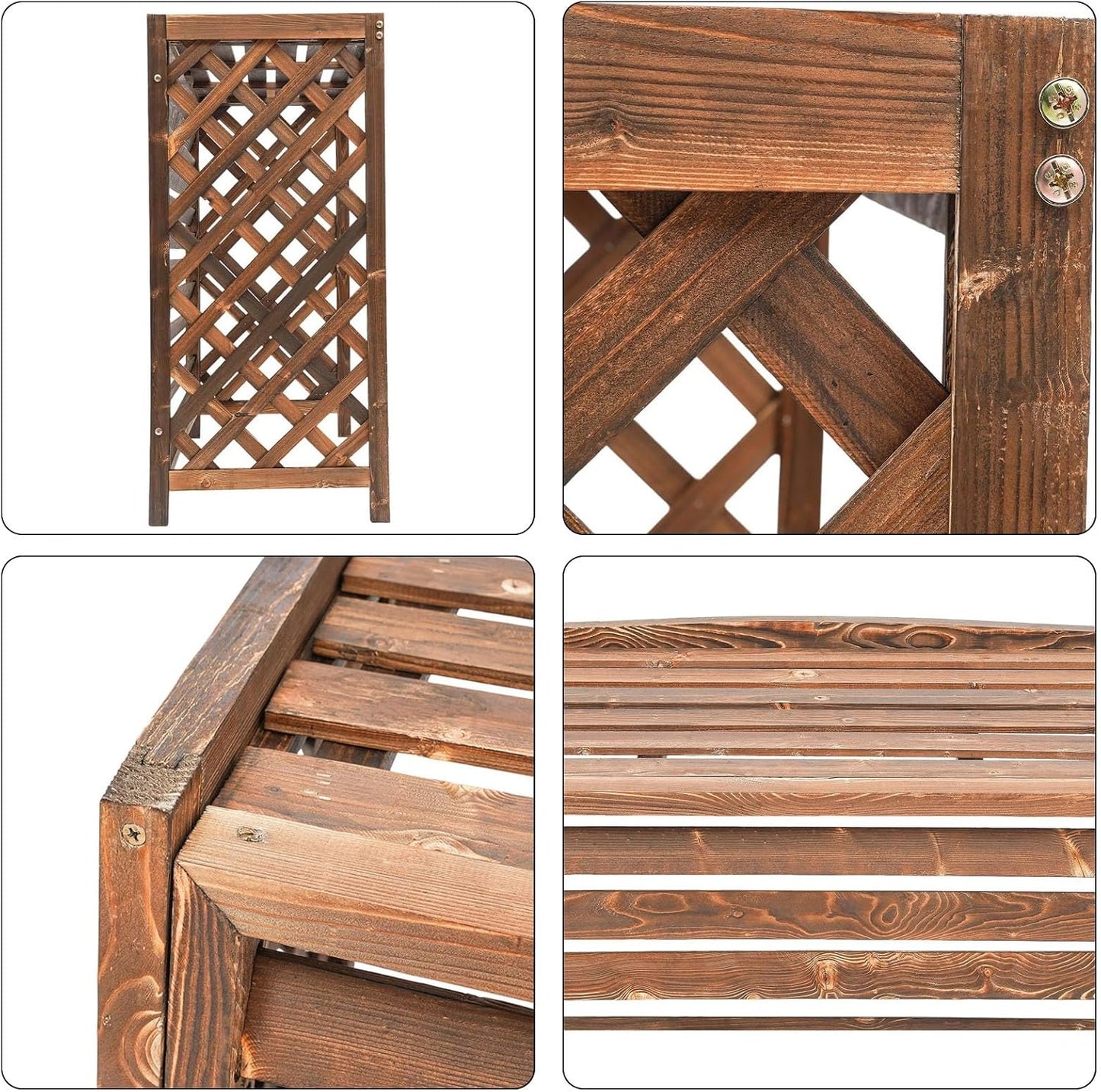  Écran De Protection Pour Climatiseur Extérieur En Bois – Panneau De Confidentialité Autoportant Pour Unités De Climatisation – Housse Résistante Aux Intempéries (105 X 47 X 80 Cm)