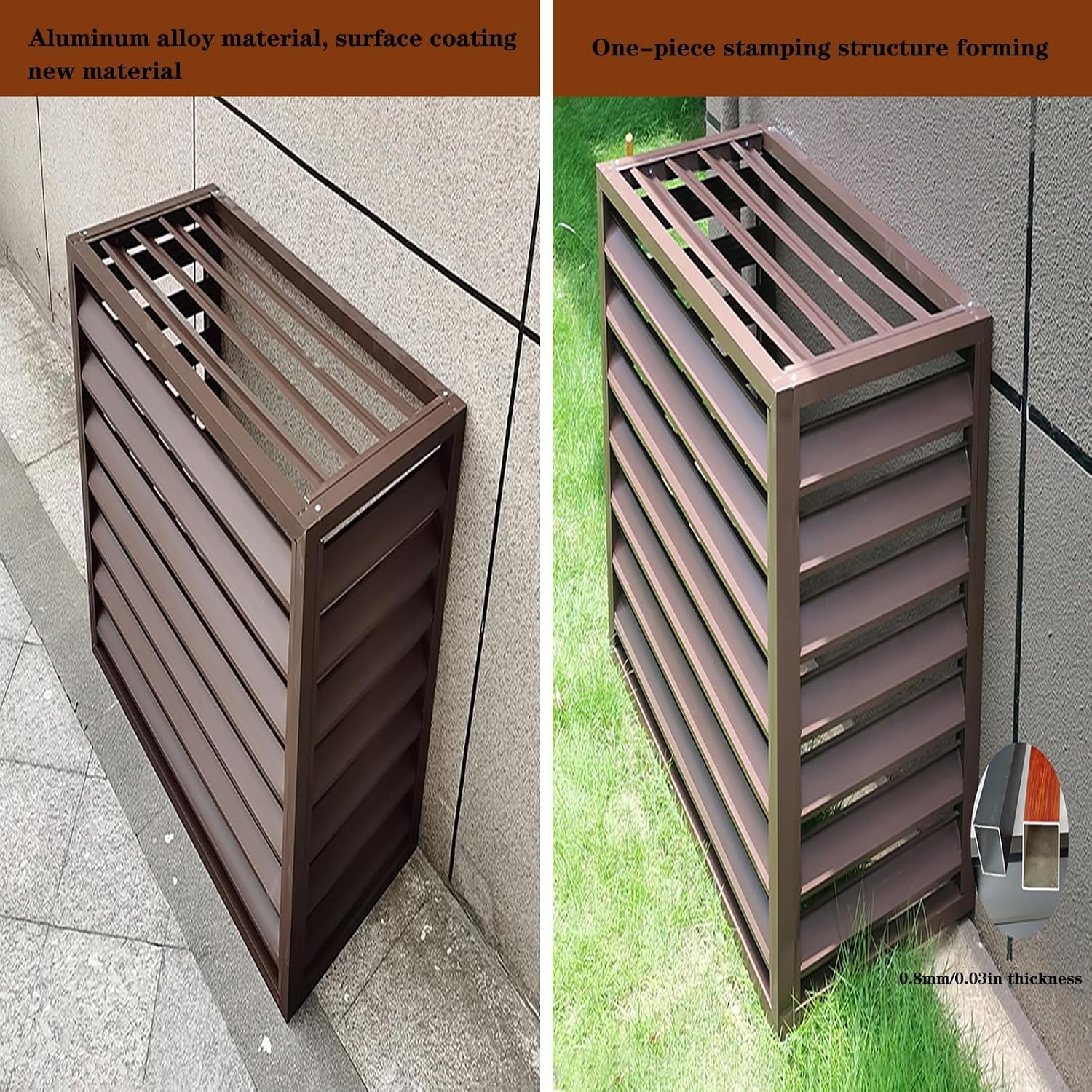 GENERIC Housse De Climatiseur D'extérieur En Aluminium – Clôture Autoportante à Persiennes Antirouille Résistante Aux Intempéries Design élégant Installation Et Entretien Faciles Pour Unités AC