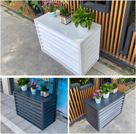 GENERIC Housse De Climatiseur D'extérieur En Aluminium – Clôture Autoportante à Persiennes Antirouille Résistante Aux Intempéries Design élégant Installation Et Entretien Faciles Pour Unités AC