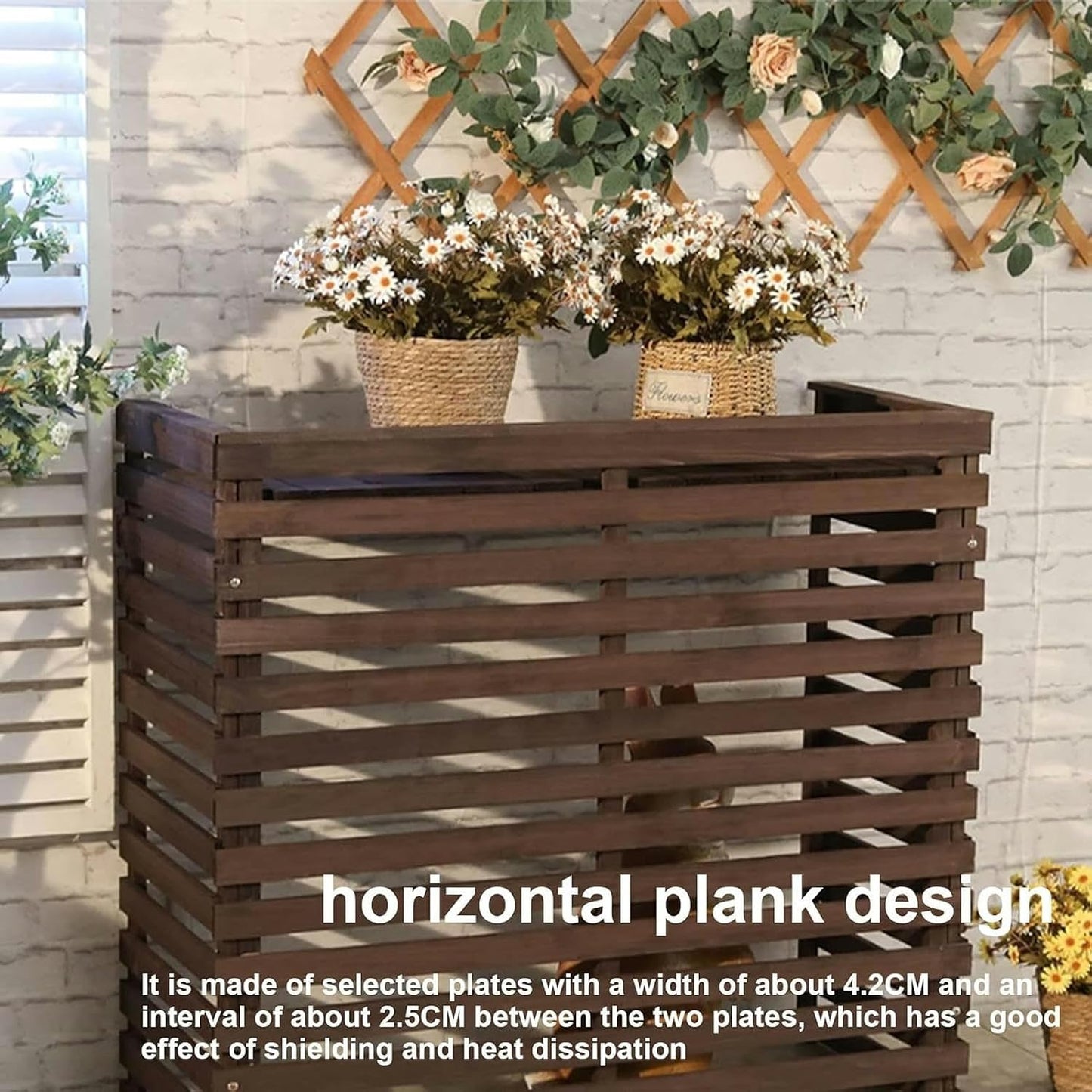  Housse De Protection Pour Climatiseur D'extérieur – Résistante Aux Intempéries – Pour Unités De Climatisation, Style Clôture En Bois Pour Dissimuler La Climatisation, Idéale Pour Une Utilisation En