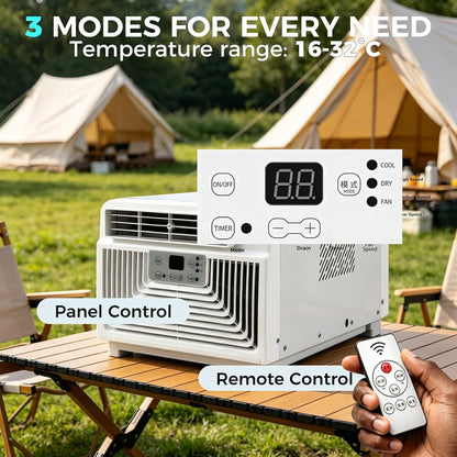  Climatiseur De Tente Et Camping-Car, Mini Climatiseur Portable 3 En 1 Avec Véritable Compresseur (2700 BTU / 280W), Ventilateur Silencieux 45dB Pour Voyage, CaraVa-nse Et Camion