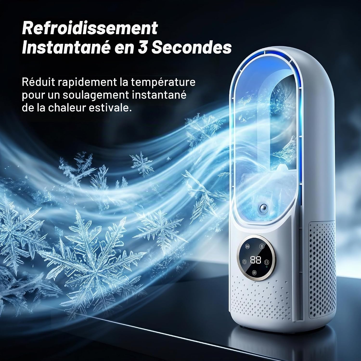 GENERIC Climatiseur Portable, Ventilateur De Refroidissement Alimenté Par USB – 6 Niveaux D'humidité Et Vitesses Pour La Maison/chambre/bureau, Blanc Et Bleu