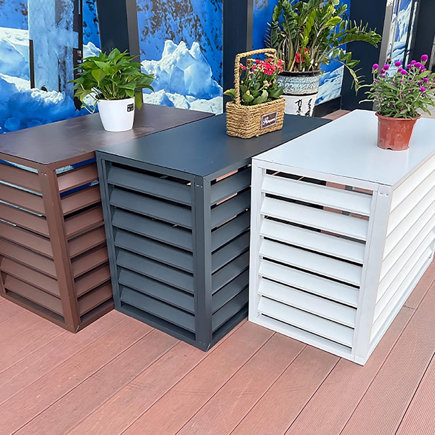  Housse De Protection Pour Climatiseur Extérieur – Clôture D'intimité Antivol Toutes Saisons – Protection Pour Unités Climatiques Extérieures – Résistant Aux Intempéries Et Design élégant